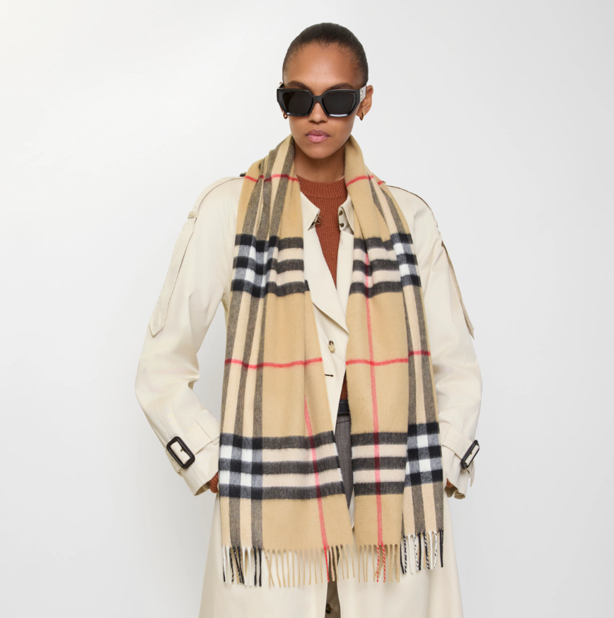 BB Check Cashmere Beige Scarf