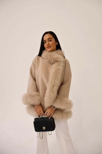 Eloria Fur-Trim Cashmere Coat
