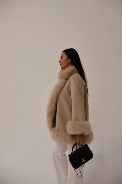 Eloria Fur-Trim Cashmere Coat