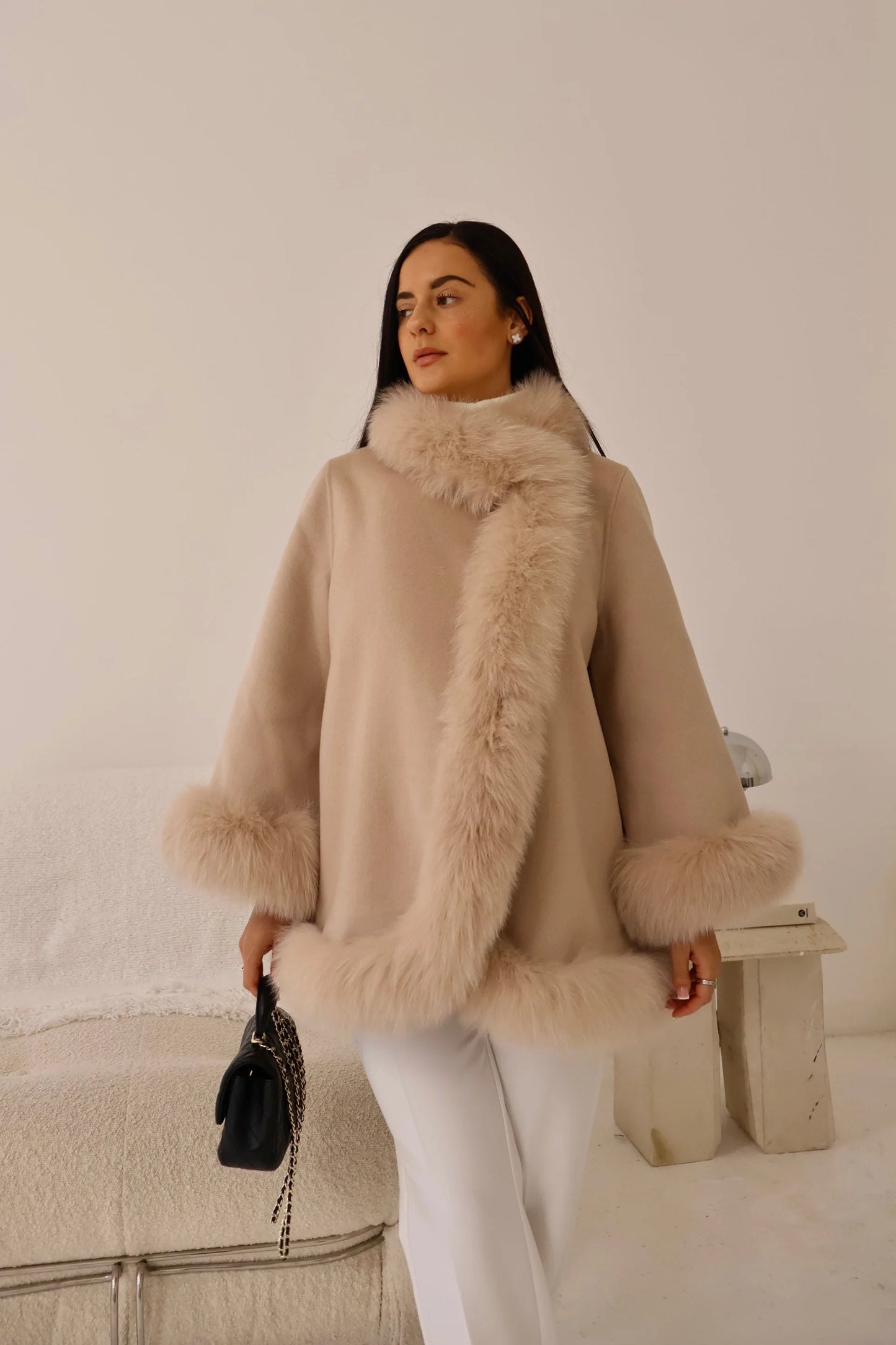 Eloria Fur-Trim Cashmere Coat