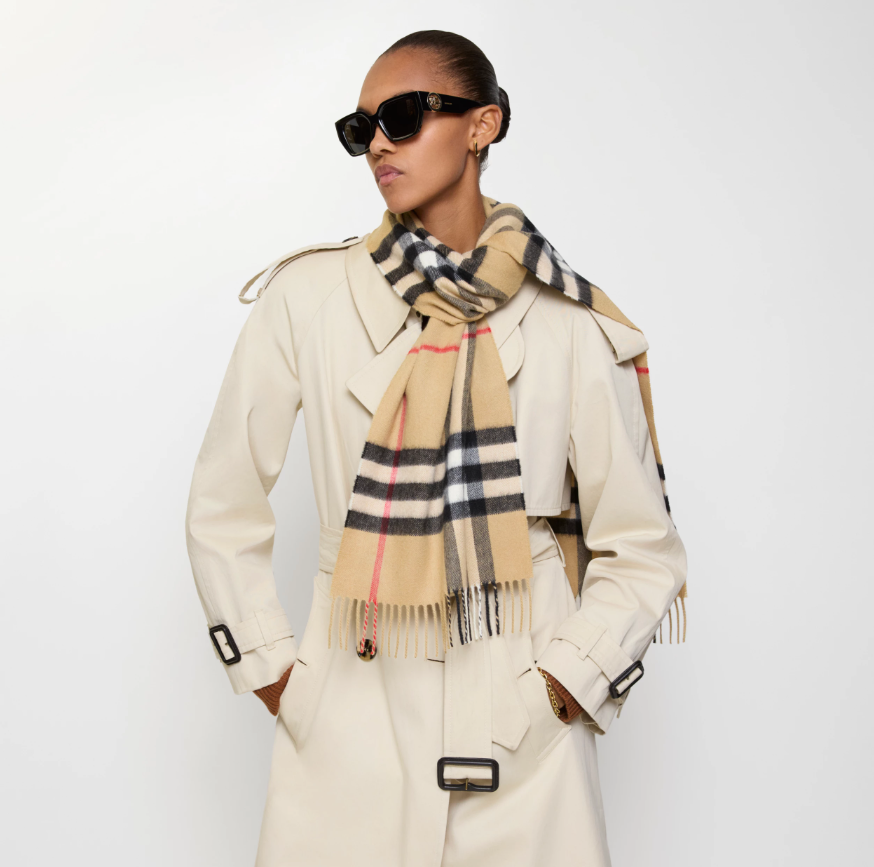 BB Check Cashmere Beige Scarf