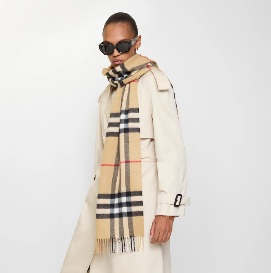 BB Check Cashmere Beige Scarf